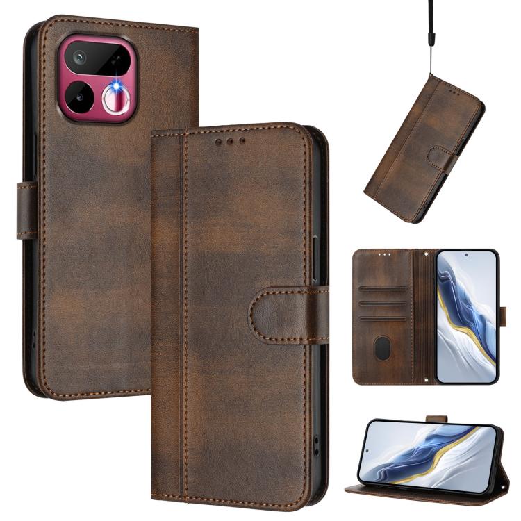 Line Splicing Buckle Retro Leather Phone Case, For Realme P4x 5G / OnePlus Nord CE6 Lite, For Realme 16T 5G Global, For Realme C100 5G, For Realme P4 Power 5G, For Realme Note 80 4G Global, For Realme C83 5G India