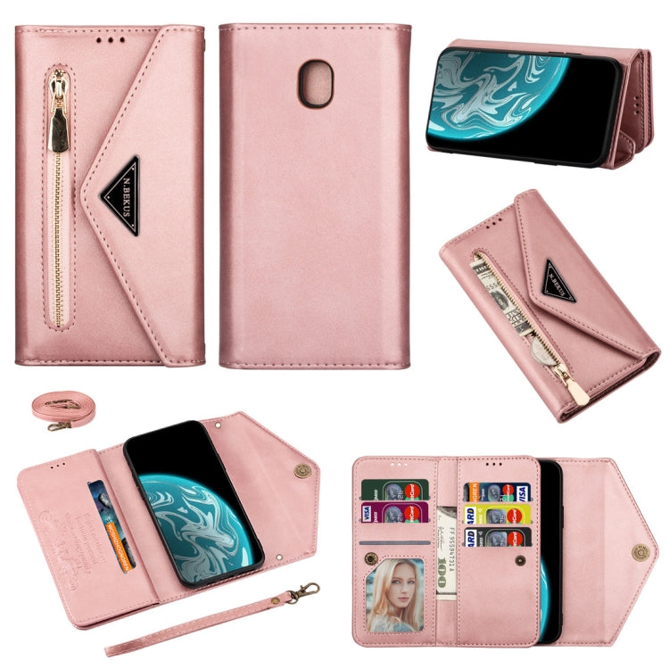 Skin Feel Zipper Horizontal Flip Leather Case with Holder & Card Slots & Photo Frame & Lanyard & Long Rope, For Samsung Galaxy A6 (2018), For Samsung Galaxy A7 (2018) / A750, For Samsung Galaxy J4 (2018), For Samsung Galaxy J7 (2018)                   ...