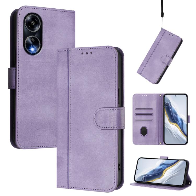 Line Splicing Buckle Retro Leather Phone Case, For OPPO Reno9 A, For OPPO A58 4G Global, For OPPO Reno10 5G / Reno10 Pro Global, For OPPO A78 4G Global, For OPPO A98 5G / F23 5G India, For OPPO Find X8 Pro 5G