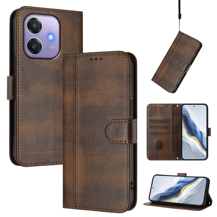 Line Splicing Buckle Retro Leather Phone Case, For OPPO A5 Pro 5G Global, For OPPO Reno13 Pro 5G Global, For OPPO Reno13 5G Global, For OPPO A3x 5G / 4G India / A3 4G / 5G, For OPPO Find X8 5G, For OPPO A3 Pro 5G Global / India / A80 5G EU