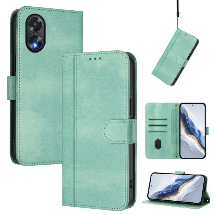 Line Splicing Buckle Retro Leather Phone Case, For OPPO Reno11 F 5G Global / F25 Pro 5G India, For OPPO Find X7, For OPPO Reno11 5G Global, For OPPO Reno11 Pro 5G Global, For OPPO Find X7 Ultra, For OPPO A38 4G / A18 4G Global
