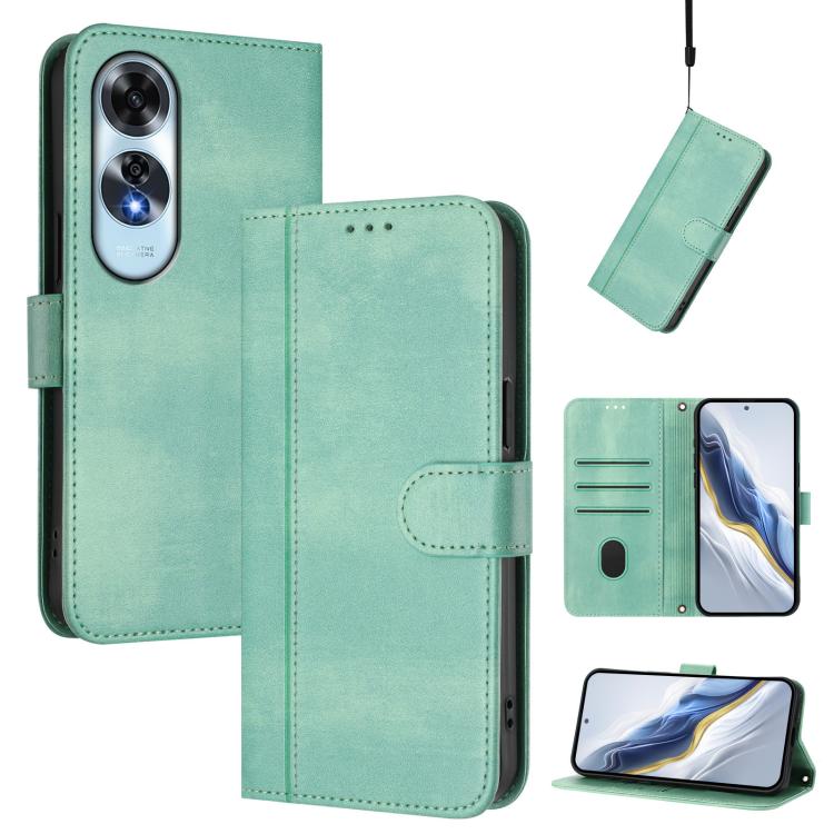 Line Splicing Buckle Retro Leather Phone Case, For OPPO Reno12 F 5G / 4G / F27 5G India, For OPPO K12x 5G Global, For OPPO Reno12 Pro 5G Global, For OPPO Reno12 5G Global, For OPPO A2 Pro 5G / F27 Pro 5G, For OPPO A60 4G Global