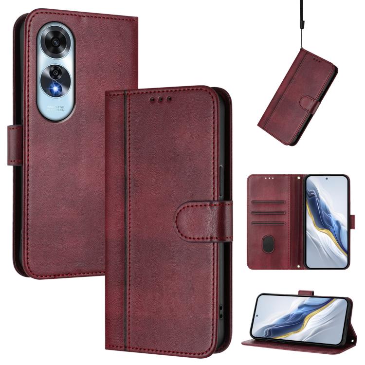 Line Splicing Buckle Retro Leather Phone Case, For OPPO Reno12 F 5G / 4G / F27 5G India, For OPPO K12x 5G Global, For OPPO Reno12 Pro 5G Global, For OPPO Reno12 5G Global, For OPPO A2 Pro 5G / F27 Pro 5G, For OPPO A60 4G Global
