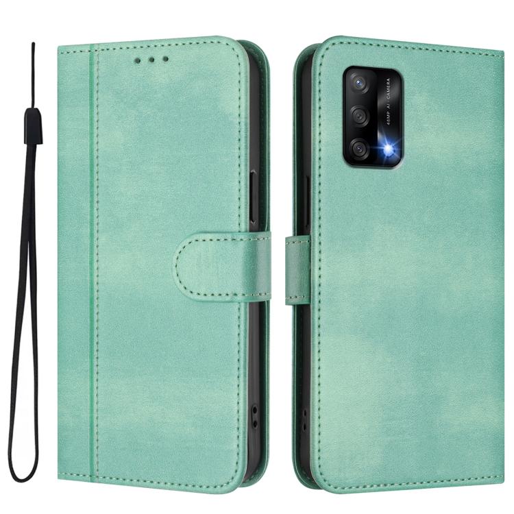 Line Splicing Buckle Retro Leather Phone Case, For OPPO A74 4G / F19 / A95 4G Global, For OPPO F19 Pro / Reno5 F, For OPPO A94 5G Global / Reno5 Z, For OPPO A54 5G / A74 5G / A93 5G, For OPPO Reno5 4G / 5G / Find X3 Lite, For OPPO A79 5G Global