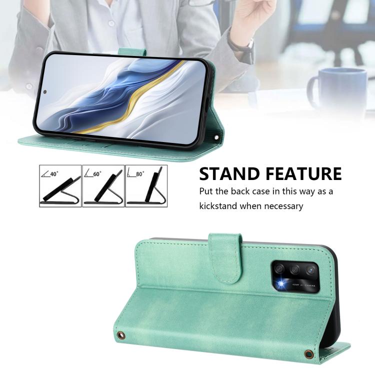 Line Splicing Buckle Retro Leather Phone Case, For OPPO A74 4G / F19 / A95 4G Global, For OPPO F19 Pro / Reno5 F, For OPPO A94 5G Global / Reno5 Z, For OPPO A54 5G / A74 5G / A93 5G, For OPPO Reno5 4G / 5G / Find X3 Lite, For OPPO A79 5G Global