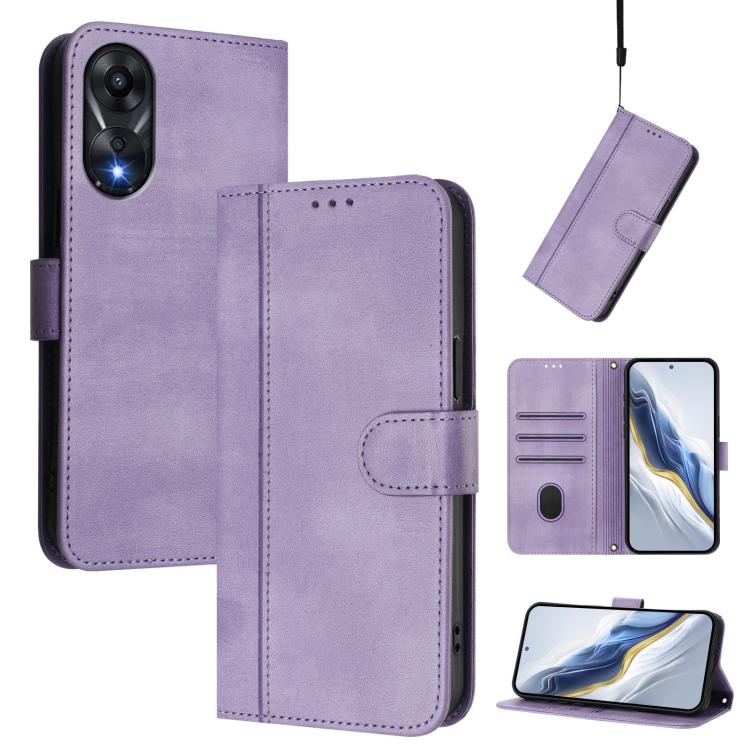 Line Splicing Buckle Retro Leather Phone Case, For OPPO Reno9 A, For OPPO A58 4G Global, For OPPO Reno10 5G / Reno10 Pro Global, For OPPO A78 4G Global, For OPPO A98 5G / F23 5G India, For OPPO Find X8 Pro 5G