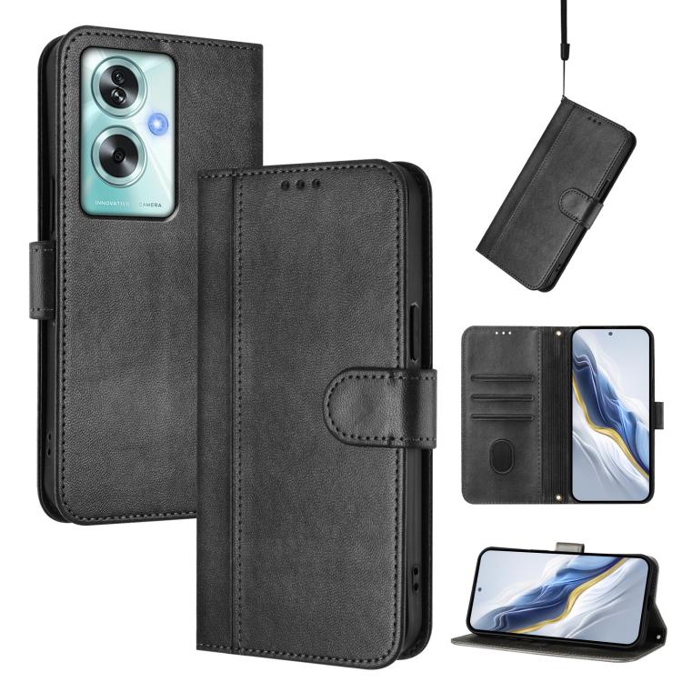 Line Splicing Buckle Retro Leather Phone Case, For OPPO A74 4G / F19 / A95 4G Global, For OPPO F19 Pro / Reno5 F, For OPPO A94 5G Global / Reno5 Z, For OPPO A54 5G / A74 5G / A93 5G, For OPPO Reno5 4G / 5G / Find X3 Lite, For OPPO A79 5G Global