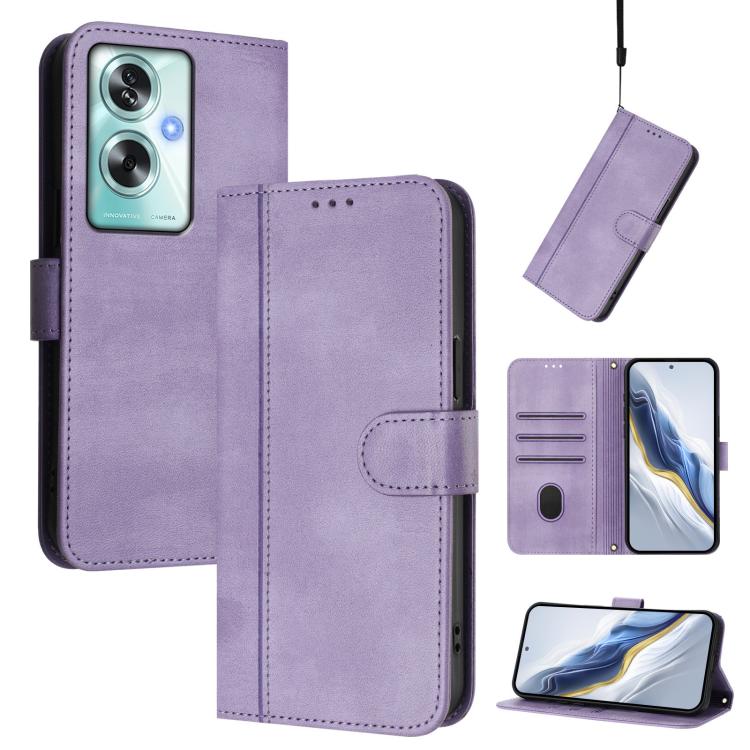 Line Splicing Buckle Retro Leather Phone Case, For OPPO A74 4G / F19 / A95 4G Global, For OPPO F19 Pro / Reno5 F, For OPPO A94 5G Global / Reno5 Z, For OPPO A54 5G / A74 5G / A93 5G, For OPPO Reno5 4G / 5G / Find X3 Lite, For OPPO A79 5G Global