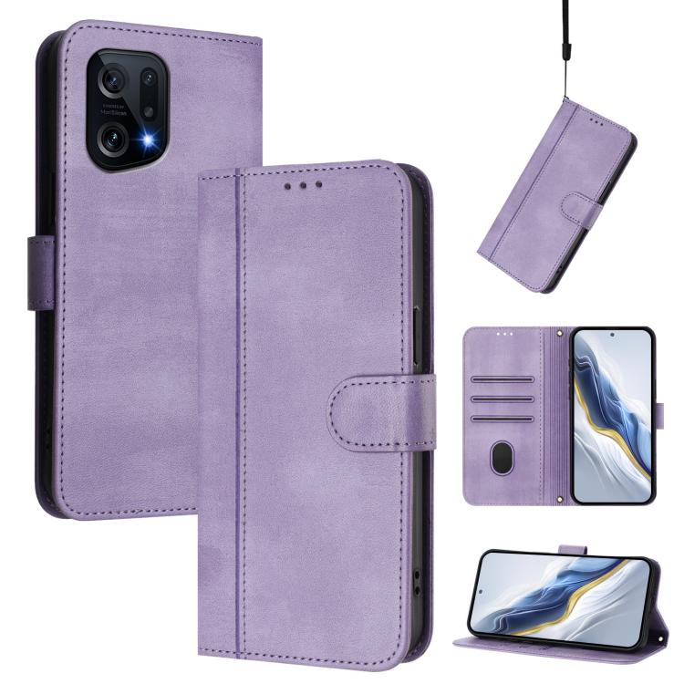 Line Splicing Buckle Retro Leather Phone Case, For OPPO A36 4G / A76 4G / A96 4G, For OPPO A16e, For OPPO Find X5 Pro, For OPPO Find X5, For OPPO Reno7 5G Global / Find X5 Lite, For OPPO A56 5G / A55 5G / A54 4G