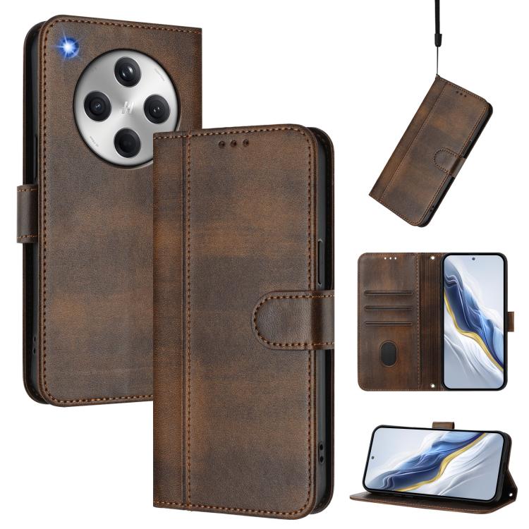 Line Splicing Buckle Retro Leather Phone Case, For OPPO A5 Pro 5G Global, For OPPO Reno13 Pro 5G Global, For OPPO Reno13 5G Global, For OPPO A3x 5G / 4G India / A3 4G / 5G, For OPPO Find X8 5G, For OPPO A3 Pro 5G Global / India / A80 5G EU