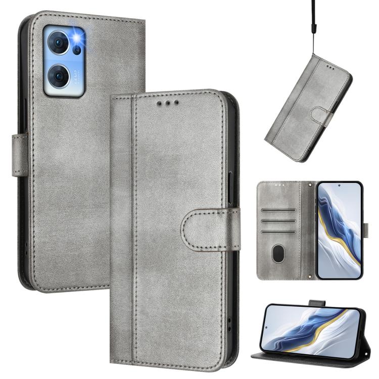 Line Splicing Buckle Retro Leather Phone Case, For OPPO A36 4G / A76 4G / A96 4G, For OPPO A16e, For OPPO Find X5 Pro, For OPPO Find X5, For OPPO Reno7 5G Global / Find X5 Lite, For OPPO A56 5G / A55 5G / A54 4G
