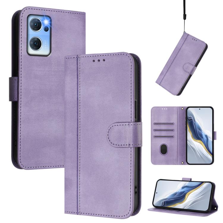 Line Splicing Buckle Retro Leather Phone Case, For OPPO A36 4G / A76 4G / A96 4G, For OPPO A16e, For OPPO Find X5 Pro, For OPPO Find X5, For OPPO Reno7 5G Global / Find X5 Lite, For OPPO A56 5G / A55 5G / A54 4G