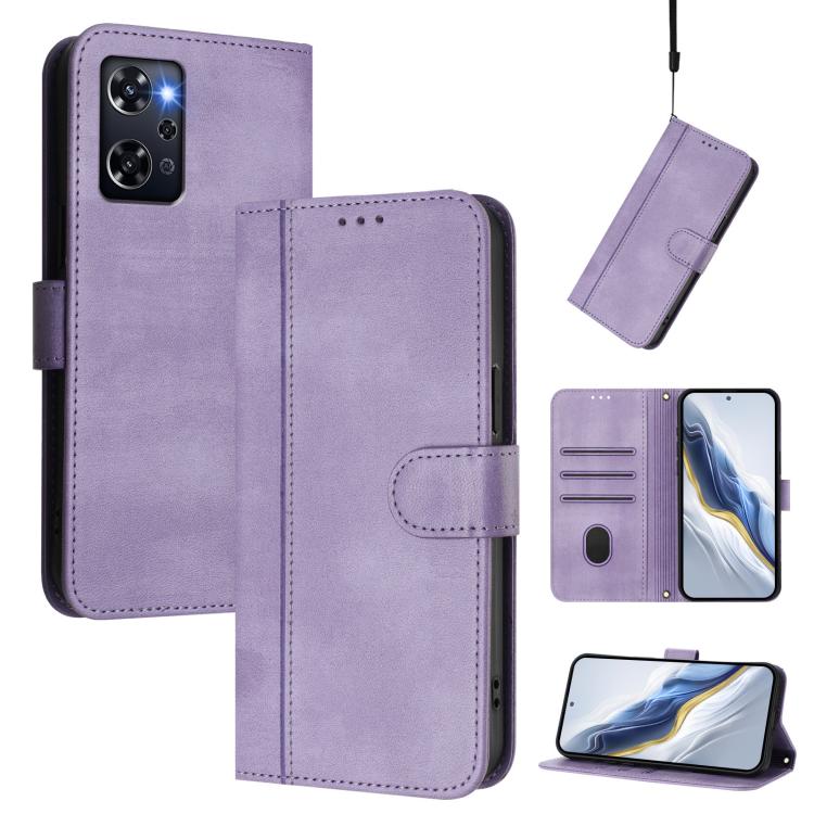 Line Splicing Buckle Retro Leather Phone Case, For OPPO Reno9 A, For OPPO A58 4G Global, For OPPO Reno10 5G / Reno10 Pro Global, For OPPO A78 4G Global, For OPPO A98 5G / F23 5G India, For OPPO Find X8 Pro 5G