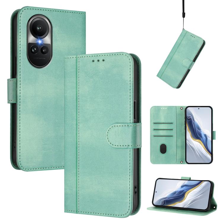 Line Splicing Buckle Retro Leather Phone Case, For OPPO Reno9 A, For OPPO A58 4G Global, For OPPO Reno10 5G / Reno10 Pro Global, For OPPO A78 4G Global, For OPPO A98 5G / F23 5G India, For OPPO Find X8 Pro 5G