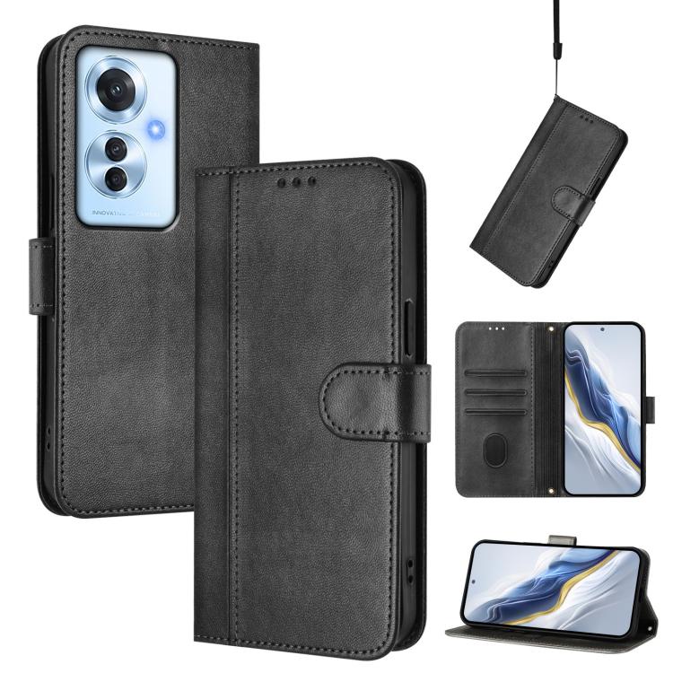 Line Splicing Buckle Retro Leather Phone Case, For OPPO Reno11 F 5G Global / F25 Pro 5G India, For OPPO Find X7, For OPPO Reno11 5G Global, For OPPO Reno11 Pro 5G Global, For OPPO Find X7 Ultra, For OPPO A38 4G / A18 4G Global