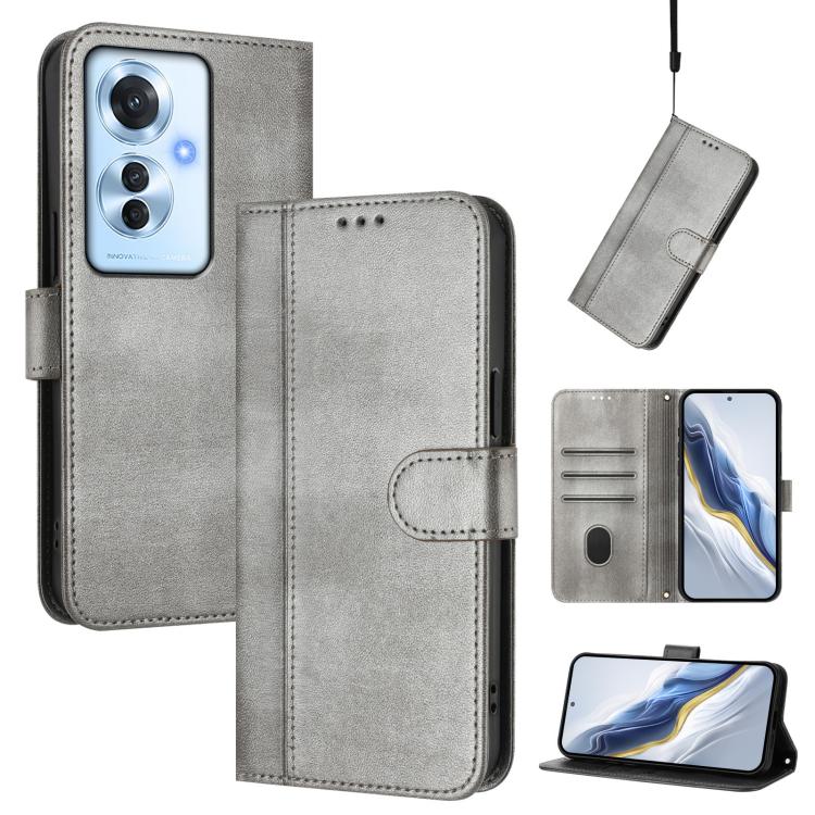 Line Splicing Buckle Retro Leather Phone Case, For OPPO Reno11 F 5G Global / F25 Pro 5G India, For OPPO Find X7, For OPPO Reno11 5G Global, For OPPO Reno11 Pro 5G Global, For OPPO Find X7 Ultra, For OPPO A38 4G / A18 4G Global