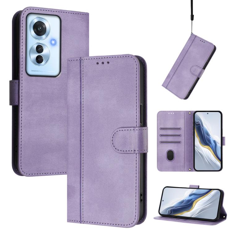 Line Splicing Buckle Retro Leather Phone Case, For OPPO Reno11 F 5G Global / F25 Pro 5G India, For OPPO Find X7, For OPPO Reno11 5G Global, For OPPO Reno11 Pro 5G Global, For OPPO Find X7 Ultra, For OPPO A38 4G / A18 4G Global