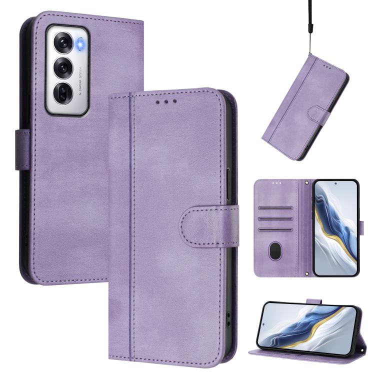 Line Splicing Buckle Retro Leather Phone Case, For OPPO Reno12 F 5G / 4G / F27 5G India, For OPPO K12x 5G Global, For OPPO Reno12 Pro 5G Global, For OPPO Reno12 5G Global, For OPPO A2 Pro 5G / F27 Pro 5G, For OPPO A60 4G Global