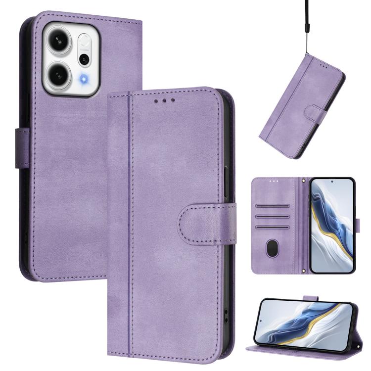 Line Splicing Buckle Retro Leather Phone Case, For OPPO Reno14 Pro Global, For OPPO Reno14 Global, For OPPO Find X8s+ 5G, For OPPO Find X8s 5G, For OPPO Find X8 Ultra 5G, For OPPO F29 5G Global