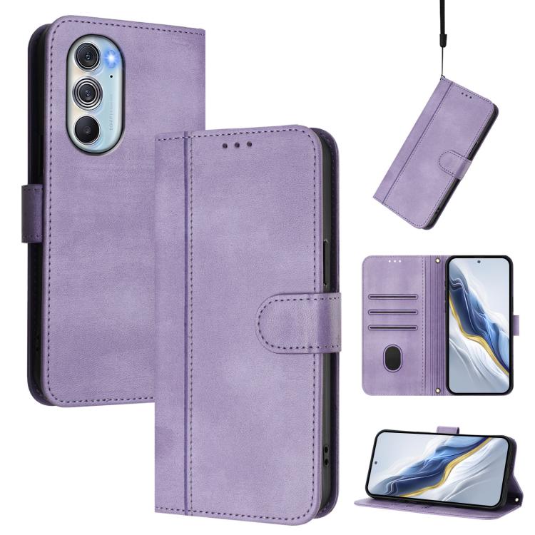 Line Splicing Buckle Retro Leather Phone Case, For Motorola Edge X30 5G / Edge 30 Pro, For Motorola Edge S30 / Moto G200 5G