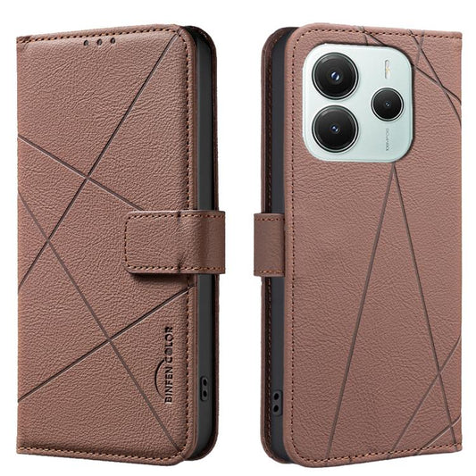 Geometric Pattern RFID Leather Phone Case, For Xiaomi Poco M7 Pro 5G, For Xiaomi Poco X6 Pro, For Xiaomi 13T, For Xiaomi Poco F5 5G, For Xiaomi Poco C55, For Xiaomi Poco X5 Pro, For Xiaomi Poco X5, For Xiaomi Poco M3 Pro