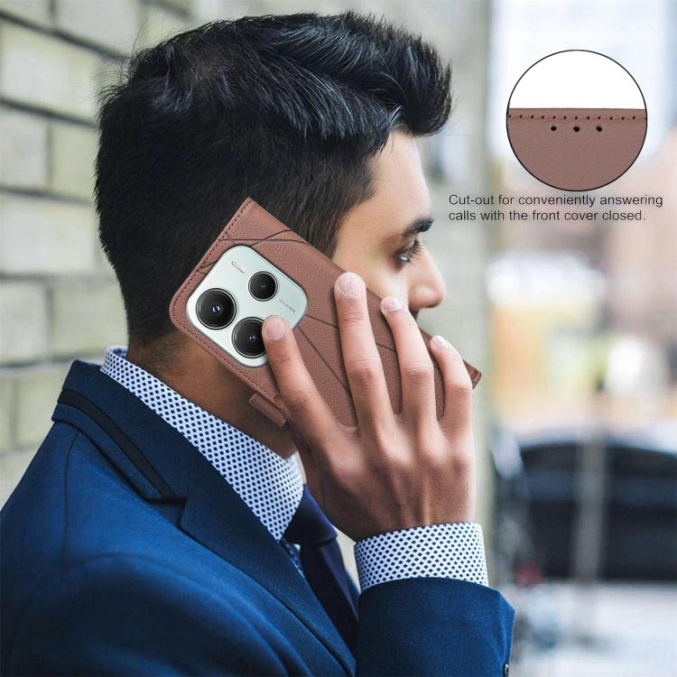 Geometric Pattern RFID Leather Phone Case, For Xiaomi Poco M7 Pro 5G, For Xiaomi Poco X6 Pro, For Xiaomi 13T, For Xiaomi Poco F5 5G, For Xiaomi Poco C55, For Xiaomi Poco X5 Pro, For Xiaomi Poco X5, For Xiaomi Poco M3 Pro