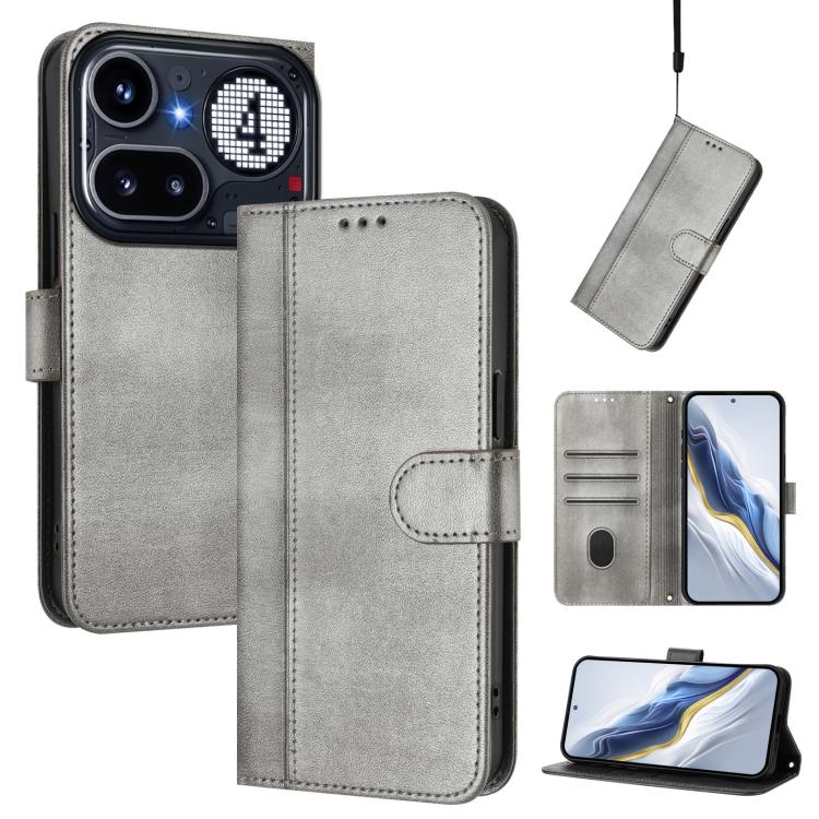 Line Splicing Buckle Retro Leather Phone Case, For Nothing Phone 4a Pro, For Nothing Phone 4a, For Nothing Phone 3a, For Nothing Phone 3a Pro, For Nothing CMF Phone 1, For Nothing Phone 2a
