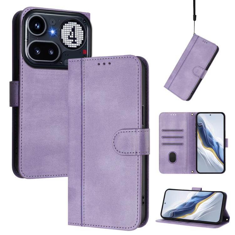 Line Splicing Buckle Retro Leather Phone Case, For Nothing Phone 4a Pro, For Nothing Phone 4a, For Nothing Phone 3a, For Nothing Phone 3a Pro, For Nothing CMF Phone 1, For Nothing Phone 2a