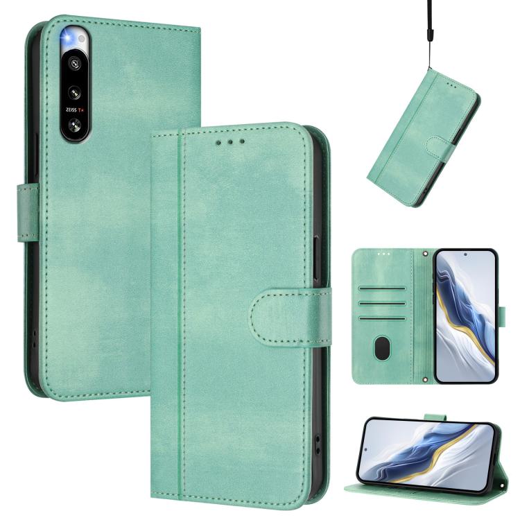 Line Splicing Buckle Retro Leather Phone Case, For Sony Xperia 1 V 2023, For Sony Xperia 10 V 2023, For Sony Xperia 5 IV, For Sony Xperia 10 IV 2023, For Sony Xperia 10 III / 10 III Lite
