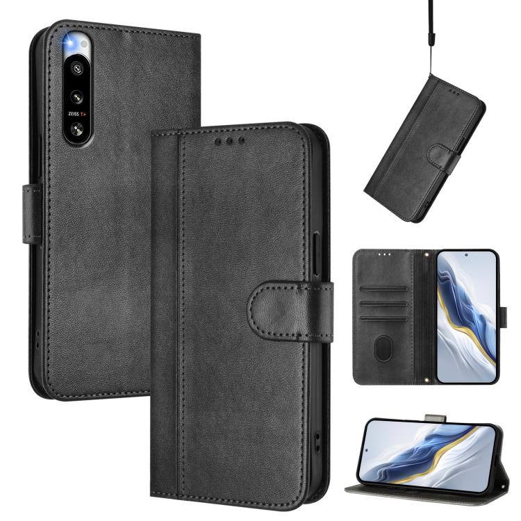 Line Splicing Buckle Retro Leather Phone Case, For Sony Xperia 1 V 2023, For Sony Xperia 10 V 2023, For Sony Xperia 5 IV, For Sony Xperia 10 IV 2023, For Sony Xperia 10 III / 10 III Lite