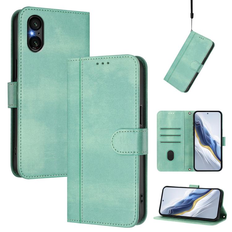 Line Splicing Buckle Retro Leather Phone Case, For Sony Xperia 1 VIII, For Sony Xperia 10 VII, For Sony Xperia 10 VI 2024, For Sony Xperia 1 VI 2024, For Sony Xperia 5 VI, For Sony Xperia 5 V