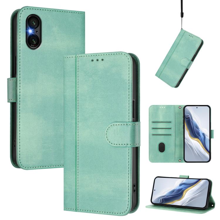 Line Splicing Buckle Retro Leather Phone Case, For Sony Xperia 1 VIII, For Sony Xperia 10 VII, For Sony Xperia 10 VI 2024, For Sony Xperia 1 VI 2024, For Sony Xperia 5 VI, For Sony Xperia 5 V