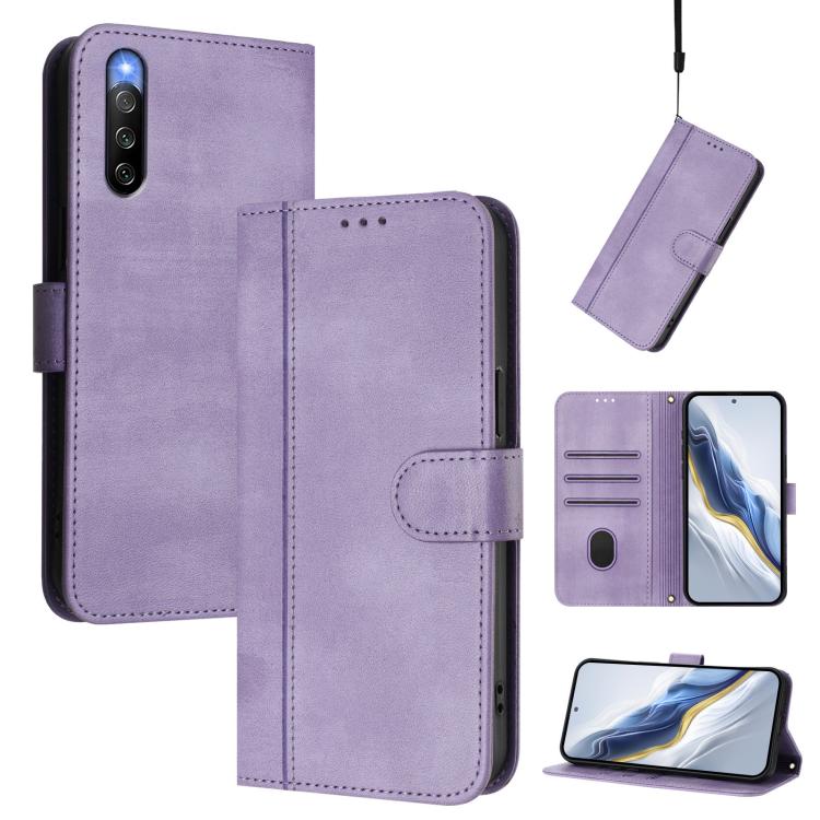Line Splicing Buckle Retro Leather Phone Case, For Sony Xperia 1 V 2023, For Sony Xperia 10 V 2023, For Sony Xperia 5 IV, For Sony Xperia 10 IV 2023, For Sony Xperia 10 III / 10 III Lite