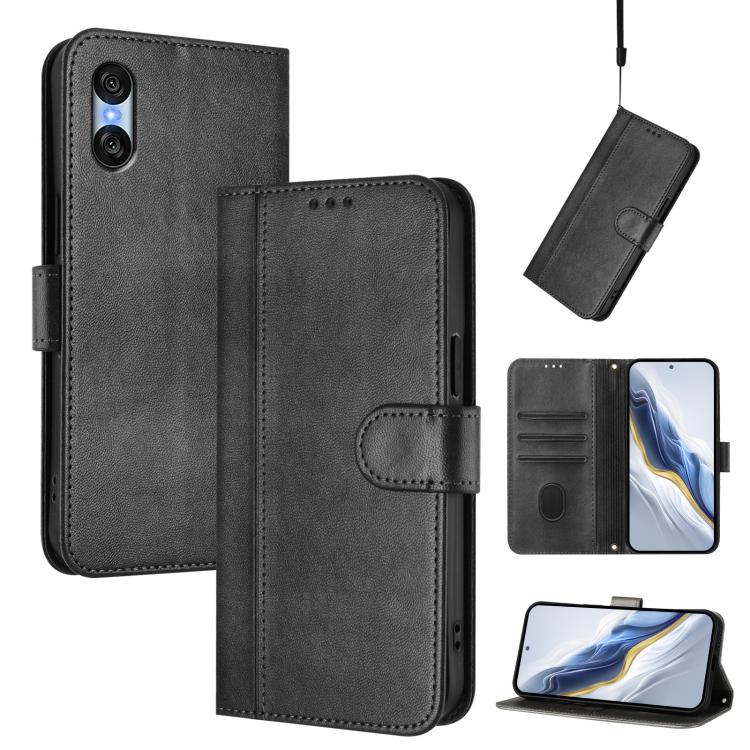 Line Splicing Buckle Retro Leather Phone Case, For Sony Xperia 1 VIII, For Sony Xperia 10 VII, For Sony Xperia 10 VI 2024, For Sony Xperia 1 VI 2024, For Sony Xperia 5 VI, For Sony Xperia 5 V