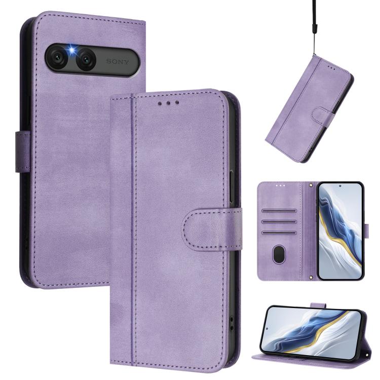 Line Splicing Buckle Retro Leather Phone Case, For Sony Xperia 1 VIII, For Sony Xperia 10 VII, For Sony Xperia 10 VI 2024, For Sony Xperia 1 VI 2024, For Sony Xperia 5 VI, For Sony Xperia 5 V