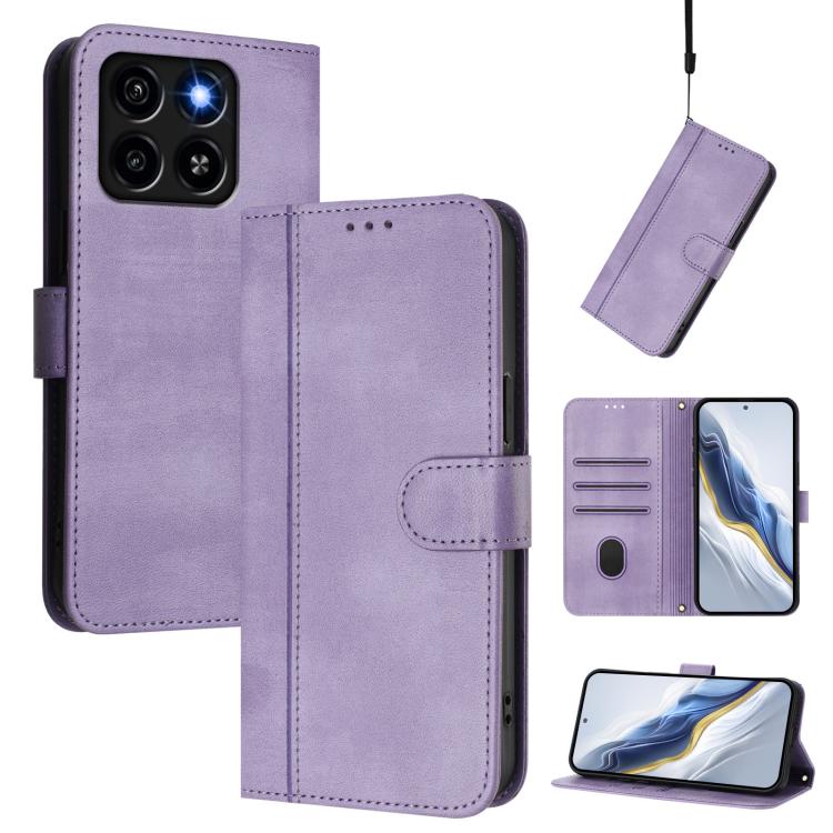 Line Splicing Buckle Retro Leather Phone Case, For ZTE Blade A75 5G / Nubia Focus 5G, For ZTE Blade A75 4G, For ZTE Blade A35 / A55, For ZTE Nubia Focus Pro 5G, For ZTE Nubia Z60 Ultra, For ZTE Blade A73 5G