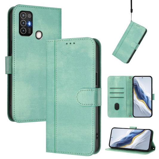 Line Splicing Buckle Retro Leather Phone Case, For ZTE Blade A52