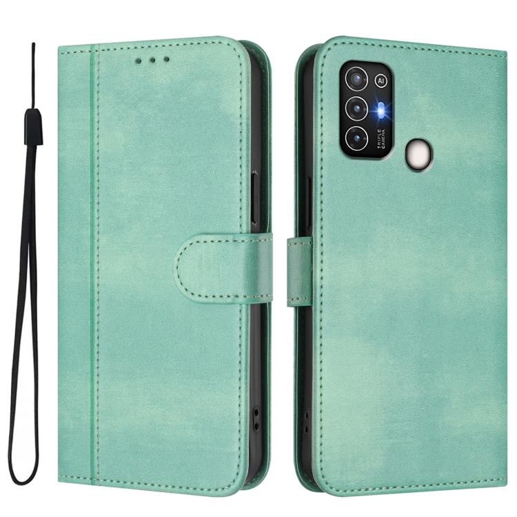 Line Splicing Buckle Retro Leather Phone Case, For ZTE Blade A52