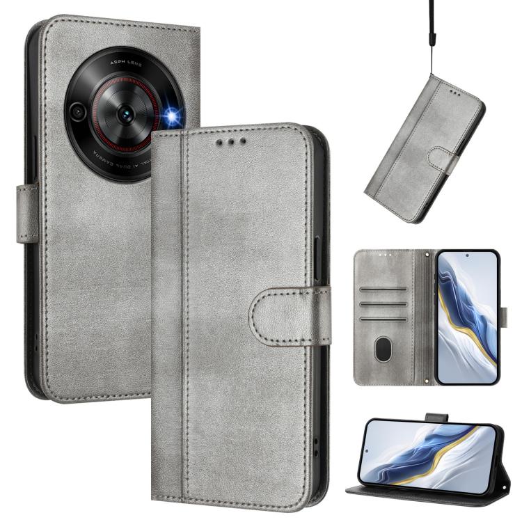 Line Splicing Buckle Retro Leather Phone Case, For ZTE Blade A75 5G / Nubia Focus 5G, For ZTE Blade A75 4G, For ZTE Blade A35 / A55, For ZTE Nubia Focus Pro 5G, For ZTE Nubia Z60 Ultra, For ZTE Blade A73 5G