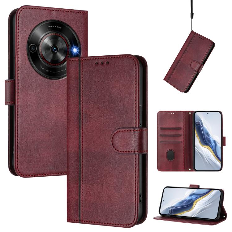 Line Splicing Buckle Retro Leather Phone Case, For ZTE Blade A75 5G / Nubia Focus 5G, For ZTE Blade A75 4G, For ZTE Blade A35 / A55, For ZTE Nubia Focus Pro 5G, For ZTE Nubia Z60 Ultra, For ZTE Blade A73 5G