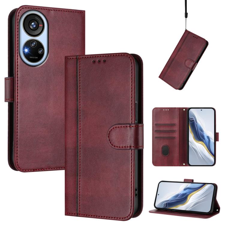 Line Splicing Buckle Retro Leather Phone Case, For ZTE Blade A73 4G, For ZTE Blade V50 Vita, For ZTE Blade A53 / A53+, For ZTE Blade A53 Pro, For ZTE Blade A52 Lite, For ZTE Blade V40s