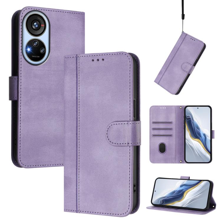 Line Splicing Buckle Retro Leather Phone Case, For ZTE Blade A73 4G, For ZTE Blade V50 Vita, For ZTE Blade A53 / A53+, For ZTE Blade A53 Pro, For ZTE Blade A52 Lite, For ZTE Blade V40s