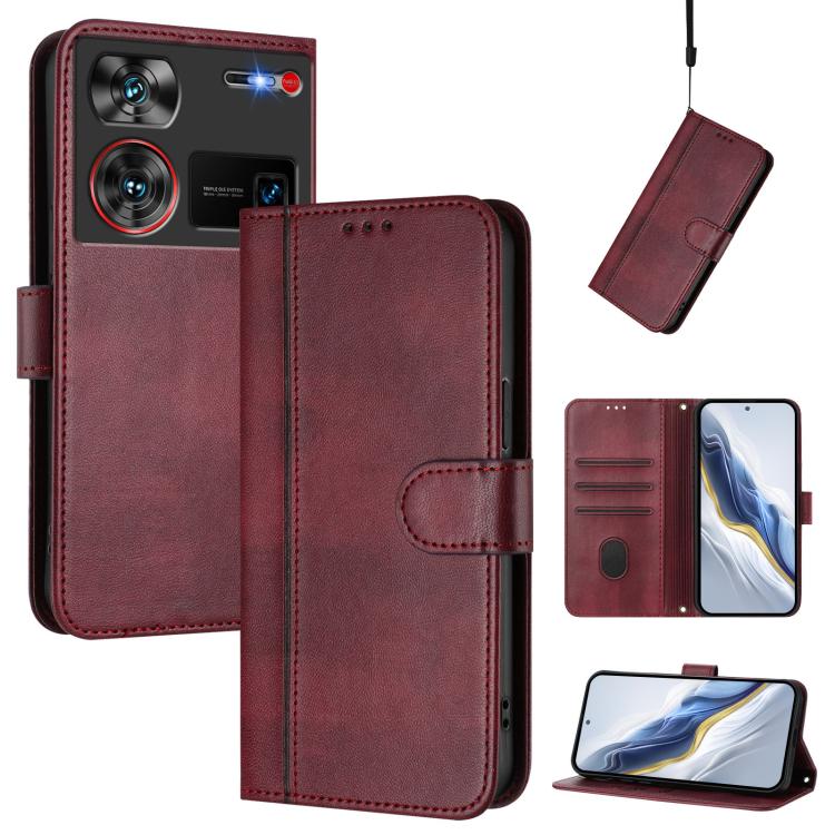 Line Splicing Buckle Retro Leather Phone Case, For ZTE Blade A75 5G / Nubia Focus 5G, For ZTE Blade A75 4G, For ZTE Blade A35 / A55, For ZTE Nubia Focus Pro 5G, For ZTE Nubia Z60 Ultra, For ZTE Blade A73 5G