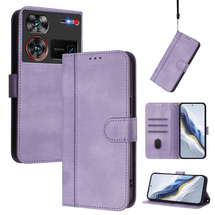 Line Splicing Buckle Retro Leather Phone Case, For ZTE Blade A75 5G / Nubia Focus 5G, For ZTE Blade A75 4G, For ZTE Blade A35 / A55, For ZTE Nubia Focus Pro 5G, For ZTE Nubia Z60 Ultra, For ZTE Blade A73 5G