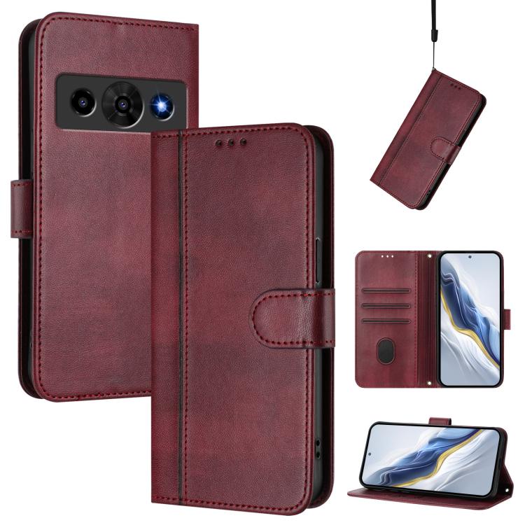 Line Splicing Buckle Retro Leather Phone Case, For ZTE nubia Neo 5 5G, For ZTE nubia Neo 5 GT 5G, For ZTE Optus X Value 5G, For ZTE Optus X Pro 2 5G, For ZTE nubia RedMagic 11 Air, For ZTE A75 Pro / Telstra T-Elite 5G