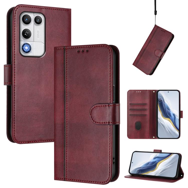Line Splicing Buckle Retro Leather Phone Case, For ZTE nubia Neo 5 5G, For ZTE nubia Neo 5 GT 5G, For ZTE Optus X Value 5G, For ZTE Optus X Pro 2 5G, For ZTE nubia RedMagic 11 Air, For ZTE A75 Pro / Telstra T-Elite 5G