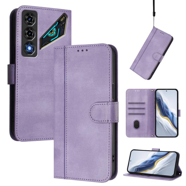 Line Splicing Buckle Retro Leather Phone Case, For ZTE nubia Neo 5 5G, For ZTE nubia Neo 5 GT 5G, For ZTE Optus X Value 5G, For ZTE Optus X Pro 2 5G, For ZTE nubia RedMagic 11 Air, For ZTE A75 Pro / Telstra T-Elite 5G