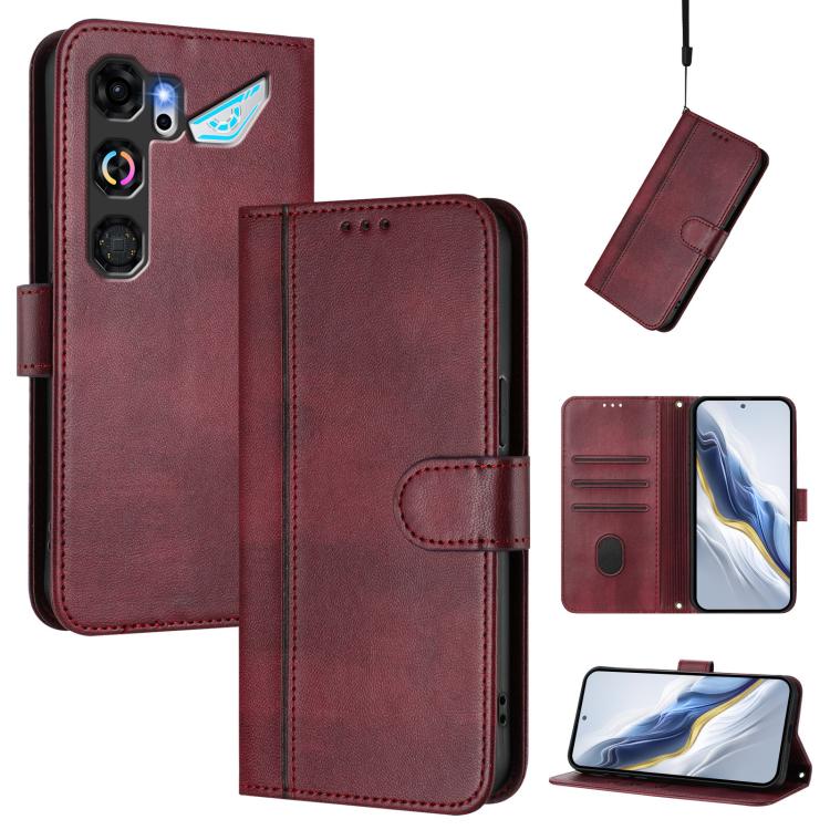 Line Splicing Buckle Retro Leather Phone Case, For ZTE nubia Neo 5 5G, For ZTE nubia Neo 5 GT 5G, For ZTE Optus X Value 5G, For ZTE Optus X Pro 2 5G, For ZTE nubia RedMagic 11 Air, For ZTE A75 Pro / Telstra T-Elite 5G
