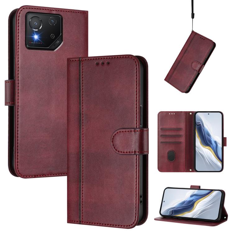 Line Splicing Buckle Retro Leather Phone Case, For ASUS Zenfone 12 Ultra, For ASUS ROG Phone 9 / 9 Pro, For ASUS Zenfone 11 Ultra, For ASUS ROG Phone 8 / 8 Pro