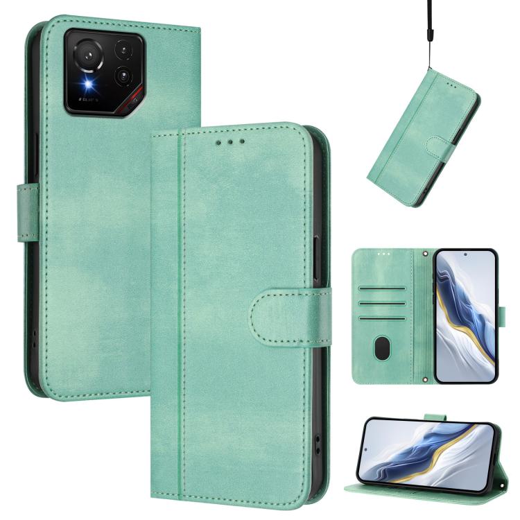 Line Splicing Buckle Retro Leather Phone Case, For ASUS Zenfone 12 Ultra, For ASUS ROG Phone 9 / 9 Pro, For ASUS Zenfone 11 Ultra, For ASUS ROG Phone 8 / 8 Pro